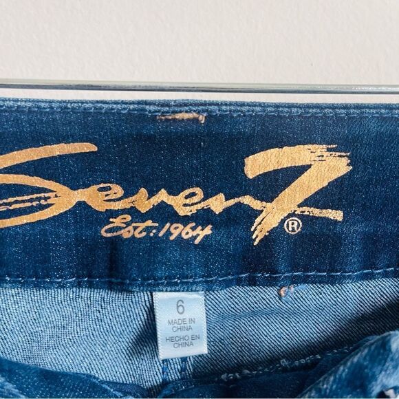 SEVEN7 High Rise Skinny Tummyless Dark Wash Distressed Jeans 6 - Picture 4 of 10